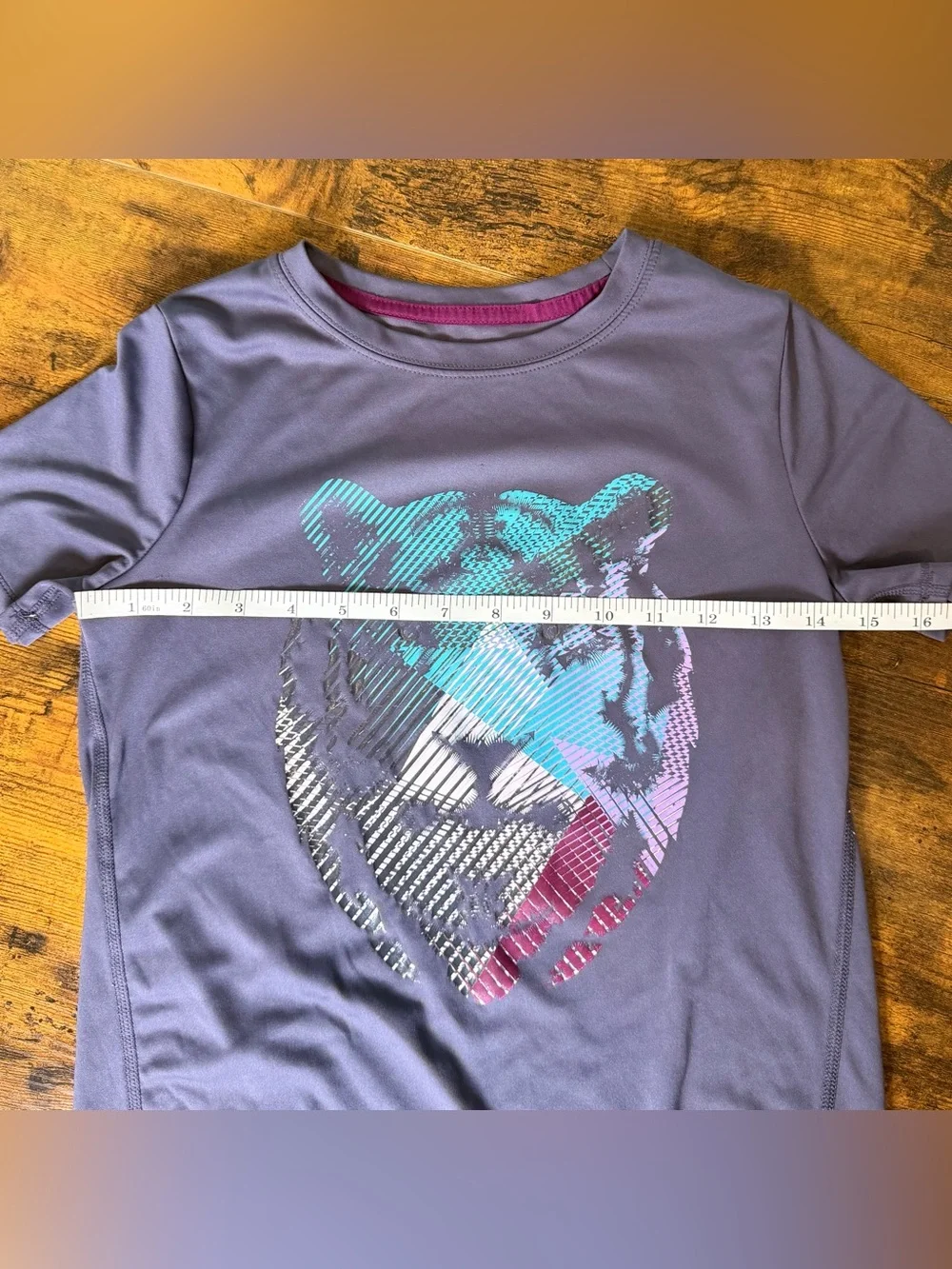 All in Motion Girls Tiger Graphic Athletic Activewear Performance School Shirt L